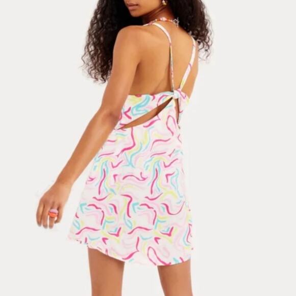 For Love & Lemons FL&L Women’s Palmer Retro Halter Cutout White Mini Dress Small - Picture 5 of 13